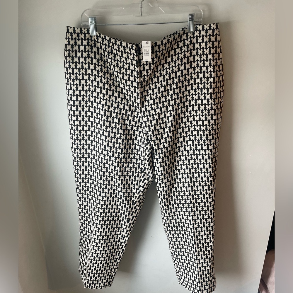 Talbots NWT RSVP Butterfly Pants 18W Black W Gold Shimmer Business Casual